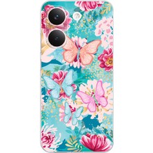 TechTree Poco X8 Pro Uyumlu Kelebekler ve Çiçekler Baskılı Silikon Kılıf