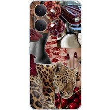TechTree Poco X8 Pro Max Uyumlu Leopar Kırmızı Vibes Baskılı Silikon Kılıf