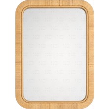 Naturel Dekor Bambu Tasarım Döngü Dikdörtgen Dekoratif Ayna 60X45 Cm, Bohem, Iskandinav, Modern, Hasır, Rattan