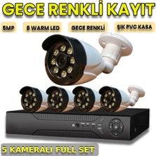 XMPRO byxm3908set5 - 5 kameralı 5mp sony lensli̇ gece renkli gösteren güvenlik seti - 8 warm led li