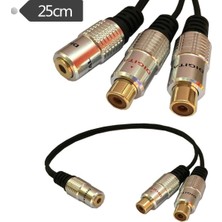 Mykablo 3.5 mm Stereo Dişi - 2x RCA Dişi Kaliteli Kablo - 30 cm