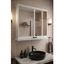 Orysa Design AD-1 Banyo Dolabı, 2 Kapaklı Lavabo Üstü Aynalı Dolap, Çok Amaçlı Dolap, Beyaz Aynalı Dolap