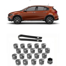 CME PARTS Fiat Egea Hb ve Cross 2015-2026 Uyumlu (Piyano) Parlak Gri Bijon Kapağı Takımı 17MM - 20 Adet