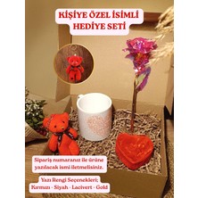 Paganca Kişiye Özel İsimli Hediye Seti Kırmızı Ayıcık Anahtarlık Sonsuzluk Gülü ve Seni Seviyorum Kupa