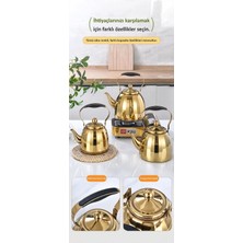 DAMMERUN Gold Süzgeçli Paslanmaz Çelik Çaydanlık ve Bitki Çayı Demliği 2 Litre - Kapağa Oturan Kolay Çıkarılabilir Süzgeç