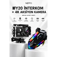 Neffo 4K Aksiyon Kamerası ve NFY20 Bluetooth Intercom Seti – Wi-Fi, Gürültü Engelleme, Uzun Pil Ömrü