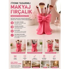 Memania Co Fiyonk Tasarımlı Pembe Makyaj Fırçalık | Masaüstü Düzenleyici