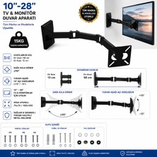 Onur Aparat Monitör Kolu Pc Monitör Duvar Askısı Döndürülebilir Eğilebilir Monitör Tutucu 13-27 Inç H-3027