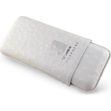 Habanos Cohiba Atmosphere Ostrich Gerçek Deri Puro Kılıfı Üçlü 64 Ring - Silver