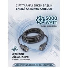 İNWATT 6 Metre Çift Taraflı Erkek Fişli Enerji Aktarma Ara Kablosu Seyyar Topraklı 3x2.5mm² Ttr Siyah