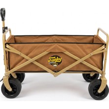Funky Chairs 100 Litre Fren Sistemli, Rulmanlı, Kalın Teker, Xl Boy Katlanır Vagon Plaj Taşıma ve Kamp Arabası - Toprak