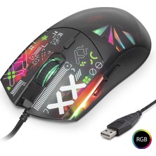 Skygo USB Kablolu Mouse 7200 Dpi (Rgb, Cyber Desenli, Siyah - G306D)