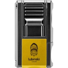 Lubinski Yeni Seri Dahili V-Cutter Delicili ve Iğneli Puro Çakmağı Sarı