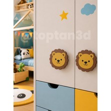 Toptan3D (5 Cm) Sevimli Aslan Dolap Kulpu, Mobilya Kulbu - Bebek Odası, Çocuk Odası Aksesuar, Kulp (Kulp Vidası Dahildir)