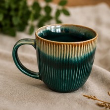 Atamer Grup Seramik Kupa Bardak 350 ml | Modern Çizgili Tasarım | Kahve, Çay ve Bitki Çayı Kupası