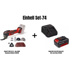Einhell Set-74(Einhell Tp-Mg 18 Li Bl Akülü Raspalama Makinesi+Einhell 18V 4,0 Ah Pxc Starter Kit, Akü & Şarj Cihazı)