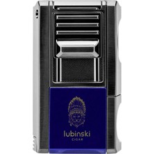 Lubinski Yeni Seri Dahili V-Cutter Delicili ve Iğneli Puro Çakmağı Mavi