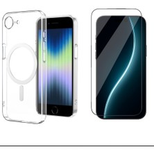 Tekno Grup Iphone 16E Kılıf Mika Kamera Korumalı M-Safe Şarj Özellikli Şeffaf Sert Pc London Kapak + Cam Ekran Koruyucu