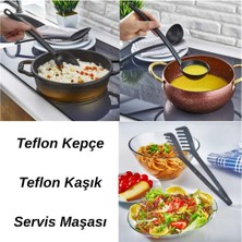 lawrenceshop 3'lü Servis Pratik Mutfak Seti | Kaşık + Kepçe + Maşa | 180° Isıya Dayanıklı