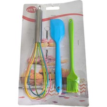 lawrenceshop 3'lü Set Pişirme Servis Malzemesi 27CM Çırpıcı 20CM Spatula 20CM Yumurta Fırçası Karışık Renk