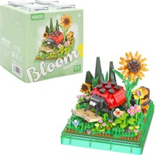 PopŞeker Bloom Boutique Uğur Böceği ve Çiçekler Blok Seti (659 Parça) | Fanuslu Dekoratif Maket