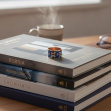 Erol Bakır Bakır Lacivert Kırmızı Minik Motifli Geniş Form Ayarlanabilir Yüzük