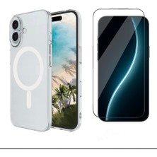 Tekno Grup Iphone 17 Kılıf Mika Kamera Korumalı M-Safe Şarj Özellikli Şeffaf Sert Pc London Kapak + Cam Ekran Koruyucu