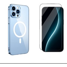 Tekno Grup Iphone 13 Pro Kılıf Mika Kamera Korumalı M-Safe Şarj Özellikli Şeffaf Sert Pc London Kapak + Cam Ekran Koruyucu