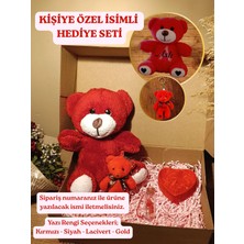 Paganca Kırmızı Ayıcık 25CM - Ayıcık Anahtarlık - Dilek Şişesi - Kalp Tüllü - Kişiye Özel İsimli Hediye Seti