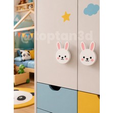 Toptan3D (5 Cm) Sevimli Tavşan Dolap Kulpu, Mobilya Kulbu - Bebek Odası, Çocuk Odası Aksesuar, Kulp (Kulp Vidası Dahildir)