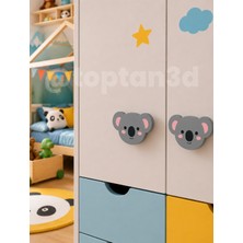 Toptan3D (5 Cm) Sevimli Koala Dolap Kulpu, Mobilya Kulbu - Bebek Odası, Çocuk Odası Aksesuar, Kulp (Kulp Vidası Dahildir)