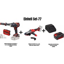 Einehll Set-77(Einhell Professional Tp-Cd 18/120 Li-I Bl Akülü Darbeli Matkap+Einhell Tp-Ag 18/125 F Li Bl Akülü Avuç Taşlama+Einhell 18V 4,0 Ah Pxc Starter Kit, Akü & Şarj Cihazı)