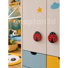 Toptan3D (5 Cm) Uğur Böceği Dolap Kulpu, Mobilya Kulbu - Bebek Odası, Çocuk Odası Aksesuar, Kulp (Kulp Vidası Dahildir)
