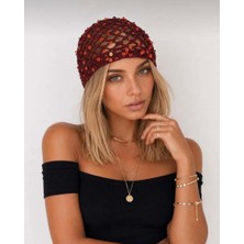 Ges Shop Kadın El Örgüsü Pullu Bone &. Saç Aksesuarı