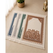 4'lü Lüks Kadife Dokuma Seccade Yumuşak Dokulu Saçaklı Mihrab Desenli Namaz Seccadesi