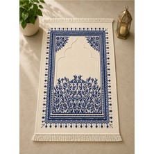 Lüks Kadife Dokuma Seccade Yumuşak Dokulu Saçaklı Mihrab Desenli Namaz Seccadesi Lacivert