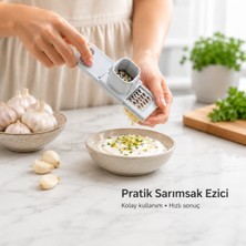 Pratik Sarımsak Ezici ve Dilimleyici Paslanmaz Çelik Bıçaklı Manuel Sarımsak Rendesi Mutfak Aparatı Sariva Home