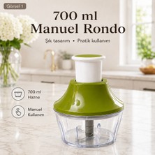 700 ml Manuel Sebze Parçalayıcı 3 Bıçaklı Basmalı Mutfak Doğrayıcısı Soğan Sarımsak Hazneli Sariva Home