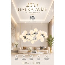Elvora Home Modern (Premium) 25'li Şık Sarkıt Avizesi Krom Gövde Küre Salon Mutfak Avizesi Modelleri 25XG9 Duyulu - Ampül Hediyeli