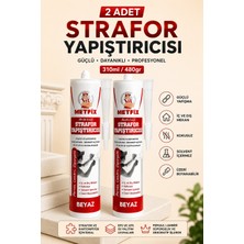 Metfix 2 Adet Strafor Yapıştırıcısı 310 ml Beyaz Akrilik Esaslı Kartonpiyer Eps Xps Yapıştırma Tutkalı 480 gr