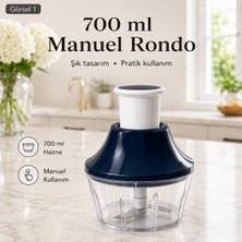 700 ml Basmalı Manuel Rondo 3 Bıçaklı Sebze Doğrayıcı Soğan Sarımsak Doğrayıcı Pratik Mutfak Hazırlık Robotu Sariva Home