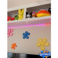 Dıymax Süngerbob Tasarımlı Çiçek Duvar Dekoru Süsü - 4'lü Renkli Set (12 cm Çap)