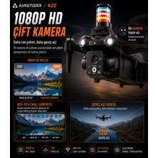 Megamus K22 Balon Atma Bırakma Özelliği Wifi 1080P Hd Çift Kameralı Fırçasız Motorlu Katlanabilir Drone | Fpv Canlı Görüntü