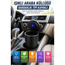 Open City Araba Küllüğü Bardaklık Tipi Kapaklı Koku Önleyici Oto Araç Küllüğü Bardaklık Uyumlu Siyah
