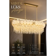 Elvora Home Modern (Premium) Kristal Taşlı Sarkıt Avizesi Salon Mutfak Yemek Masası Üstü Avizesi Modelleri 18XE14 Duyulu - Ampül Hediyeli