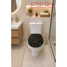 ESERO Mermer Desenli Klozet Kapağı 37x43 cm Plastik Malzeme Standart Uyumlu