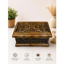 Grand Concept Store Antep El Oyması Ceviz Ahşap Takı & Saklama Kutusu Kırmızı Kadife Iç Kaplama