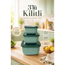Sariva Home 3'lü Kare Saklama Kabı Seti 600 ml + 1100 ml + 1800 ml Kapaklı Erzak ve Gıda Saklama Kabı Bpa Içermez Çok Amaçlı Mutfak Düzenleyici