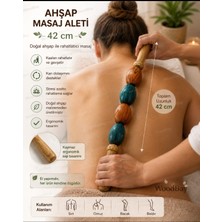 WoodBay Ahşap Masaj Aleti 42 cm El Yapımı Doğal Ahşap Masaj Rulosu Sırt Boyun Bacak Kol Masaj Aparatı