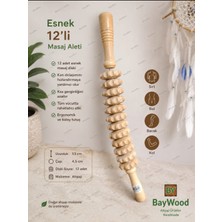 WoodBay Ahşap 12 Tekerlekli Kavisli Esnek Merdane Sırt Bel Bacak Selülit Karşıtı Ahşap Masaj Aleti